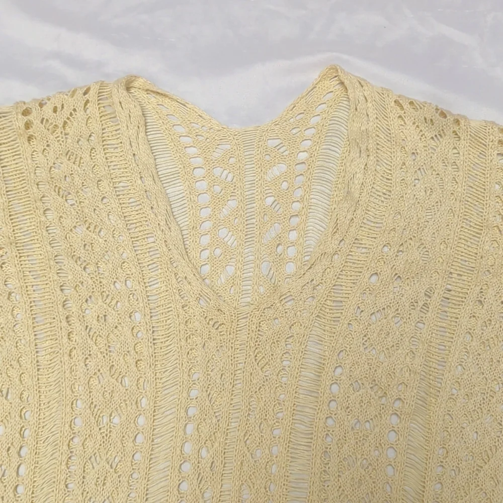 Cream Crochet Oversized Beach Swim Pool Coastal Cowgirl Poncho Cover Up